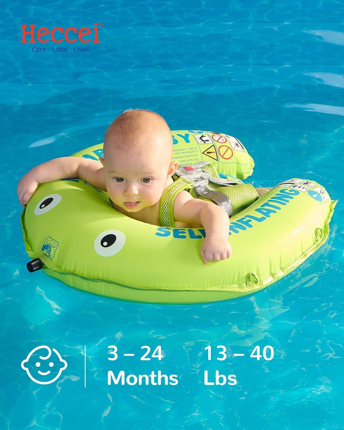 HECCEI Mambobaby Zelfopblaasbare Baby Zwemband - 3-24 Mnd (Emerald) - 33% Korting!