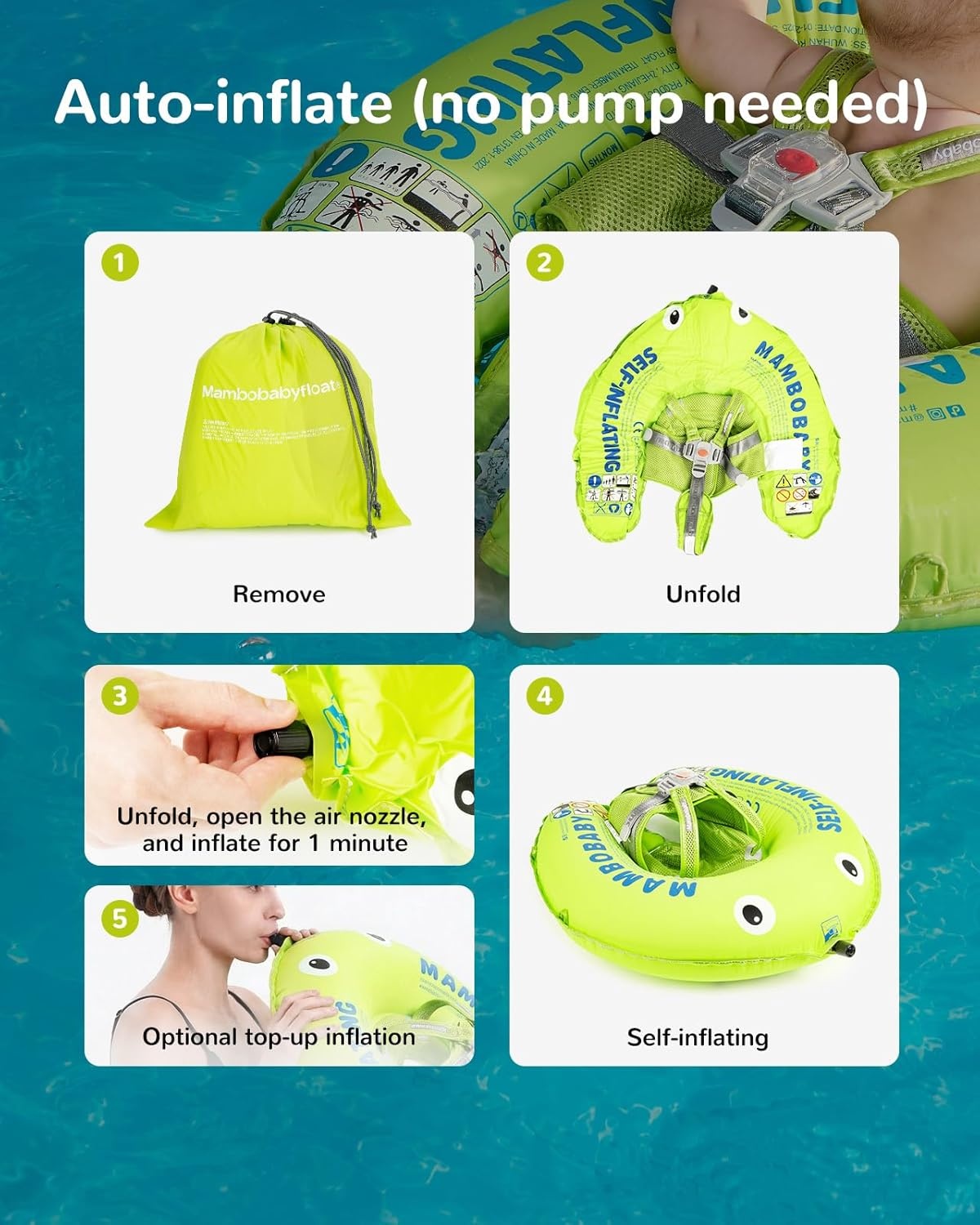 HECCEI Mambobaby Zelfopblaasbare Baby Zwemband - 28% Korting