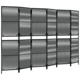 vidaXL Kamerscherm 6 panelen Poly Rattan Zwart - 35% Korting