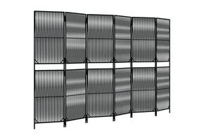 Kamerscherm 6 Panel Poly Rattan Zwart - 47% Korting