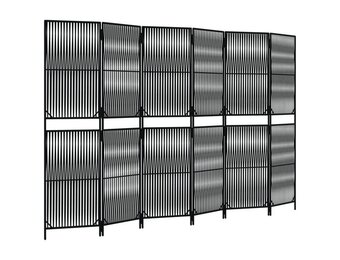 vidaXL Kamerscherm 6 panelen Poly Rattan Zwart - 35% Korting