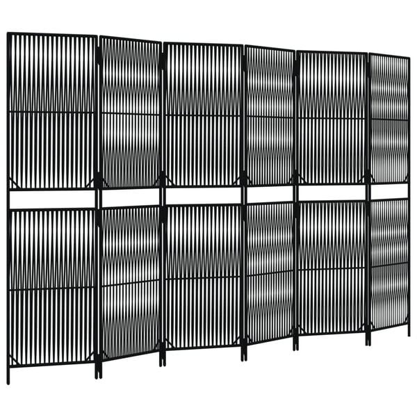 vidaXL Kamerscherm 6 panelen Poly Rattan Zwart - 35% Korting