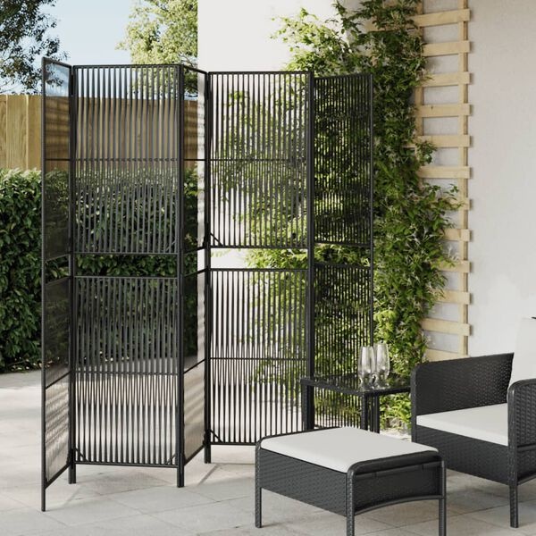 vidaXL Kamerscherm 6 panelen Poly Rattan Zwart - 35% Korting