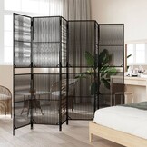 vidaXL Kamerscherm 6 panelen Poly Rattan Zwart - 35% Korting