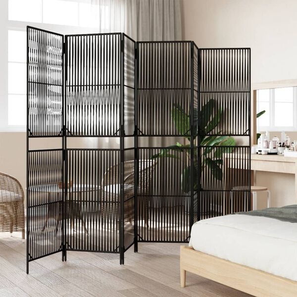 vidaXL Kamerscherm 6 panelen Poly Rattan Zwart - 35% Korting