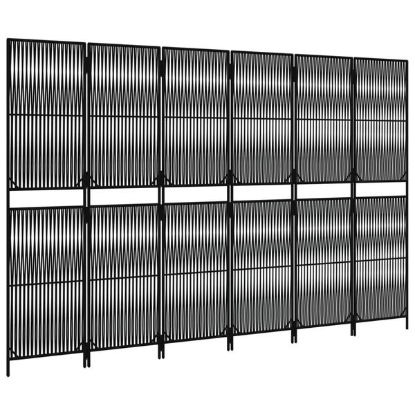 vidaXL Kamerscherm 6 panelen Poly Rattan Zwart - 35% Korting