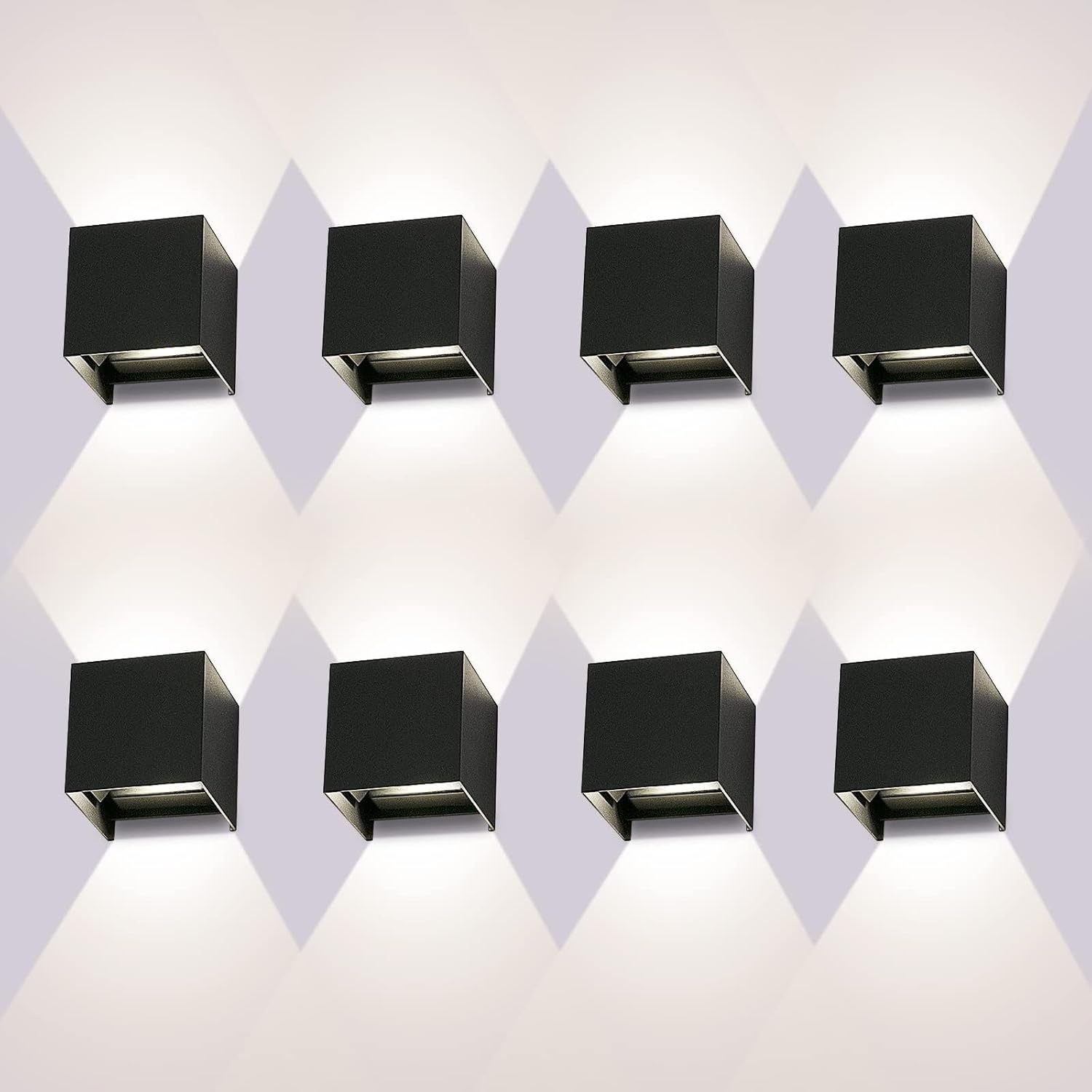 LEDMO 8 stuks led-wandlamp voor buiten, wandlampen voor binnen, 12 W, 4000 K, natuurlijk wit, design, waterdicht IP65