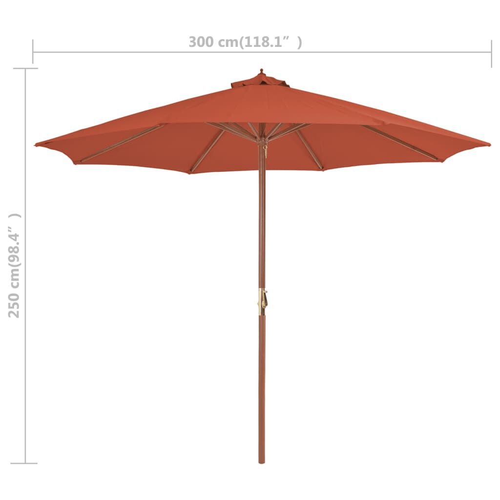 VidaXL Parasol Houten Paal 300cm Terracotta - 34% Korting!