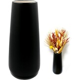 Keramische vaas wit 20cm hoog glad oppervlak, bloemenvazen modern voor binnen tafeldecoratie, decoratieve vazen voor pampas gras, boho vaas voor verse bloemen droogbloemen