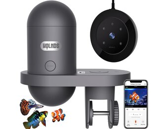 Automatische visvoerer met 2,5 K camera, app-bediening, vochtbestendige vakantievoerdispenser, precisievoersysteem, visuele monitor voor aquaria, schildpadstiften