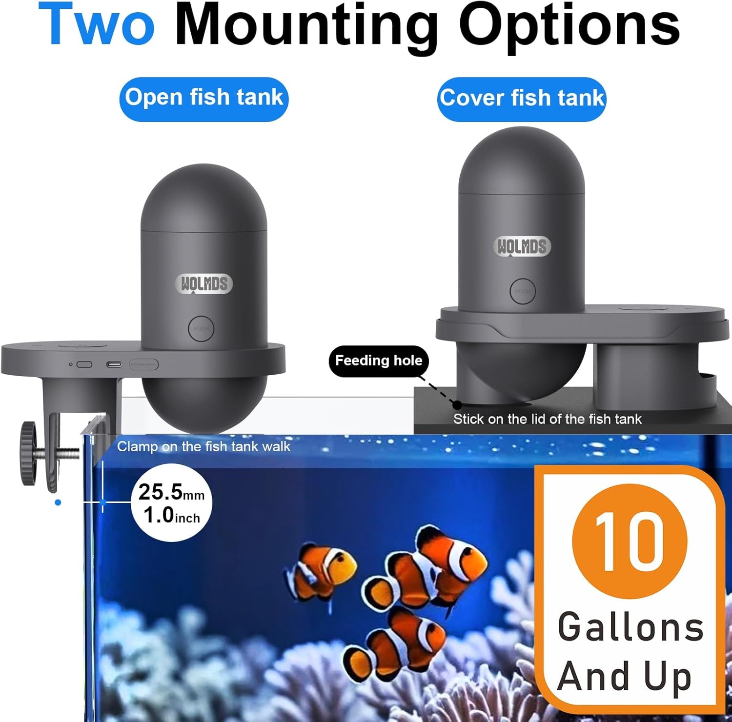 Automatische visvoerer met 2,5 K camera, app-bediening, vochtbestendige vakantievoerdispenser, precisievoersysteem, visuele monitor voor aquaria, schildpadstiften