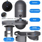 Automatische visvoerer met 2,5 K camera, app-bediening, vochtbestendige vakantievoerdispenser, precisievoersysteem, visuele monitor voor aquaria, schildpadstiften