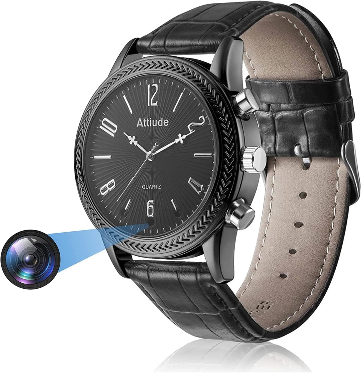 Menborn Smart Watch zwarte leren armband