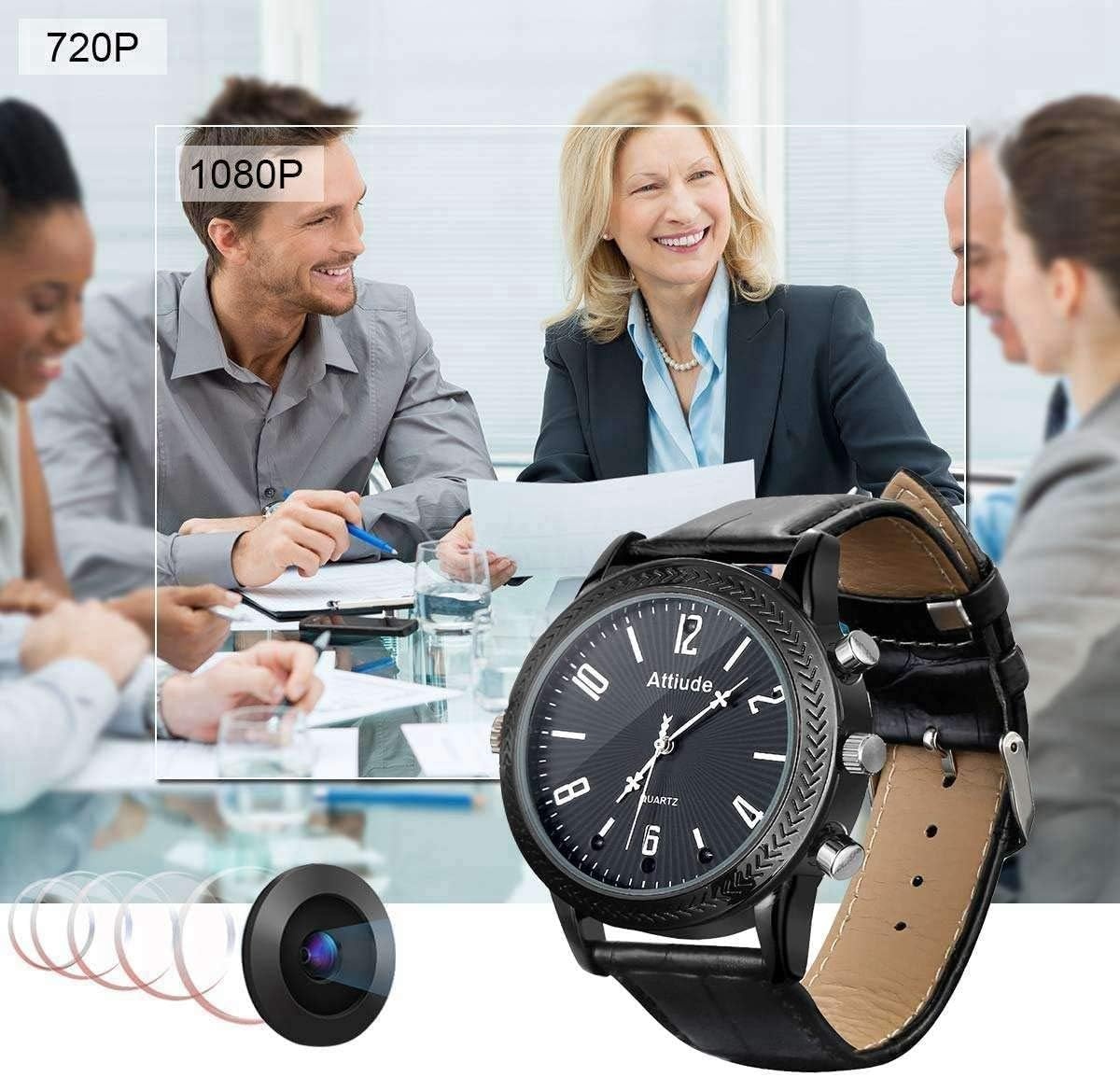 Menborn Smart Watch zwarte leren armband