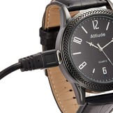 Menborn Smart Watch zwarte leren armband