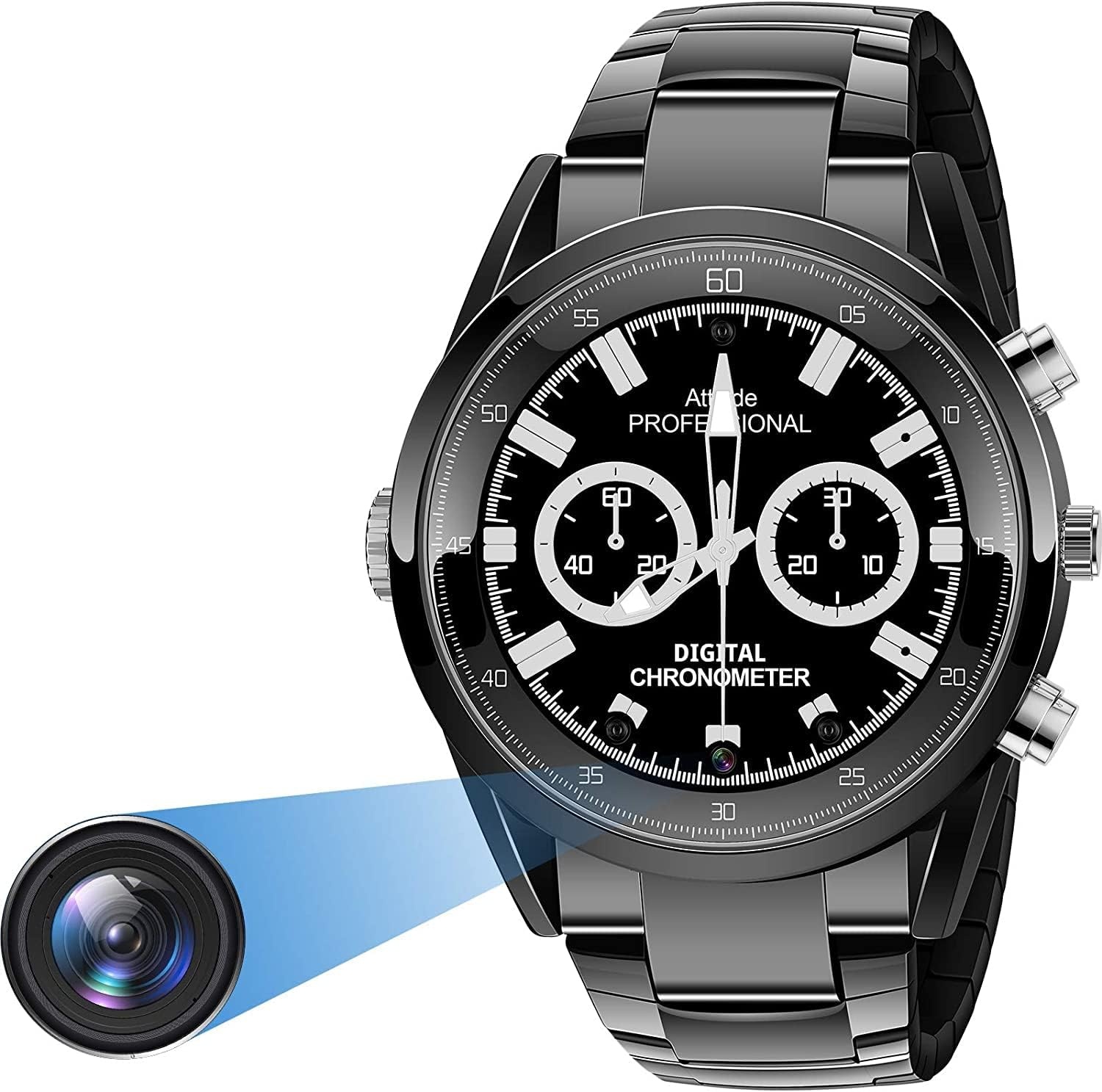 Menborn Smart Watch zwarte leren armband