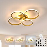 DELIPOP LED Plafondlamp, 40W Dimbare LED Plafondlamp met Afstandsbediening 3000K-6500K, Geheugenfunctie, Moderne Gouden Kroonluchter voor Woonkamer Slaapkamer Eetkamer Keuken