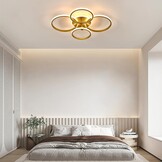 DELIPOP LED Plafondlamp, 40W Dimbare LED Plafondlamp met Afstandsbediening 3000K-6500K, Geheugenfunctie, Moderne Gouden Kroonluchter voor Woonkamer Slaapkamer Eetkamer Keuken