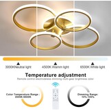 DELIPOP LED Plafondlamp, 40W Dimbare LED Plafondlamp met Afstandsbediening 3000K-6500K, Geheugenfunctie, Moderne Gouden Kroonluchter voor Woonkamer Slaapkamer Eetkamer Keuken