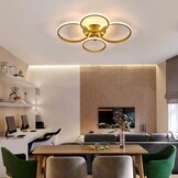 DELIPOP LED Plafondlamp, 40W Dimbare LED Plafondlamp met Afstandsbediening 3000K-6500K, Geheugenfunctie, Moderne Gouden Kroonluchter voor Woonkamer Slaapkamer Eetkamer Keuken