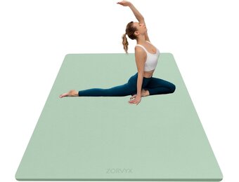 Yoga Mat Thick XXL 200×100cm TPE 10mm Thick Fitnessmat Antislip Oefenmat voor Home and Gym Yoga Trainings Workout Pilates Mat met Draagriem