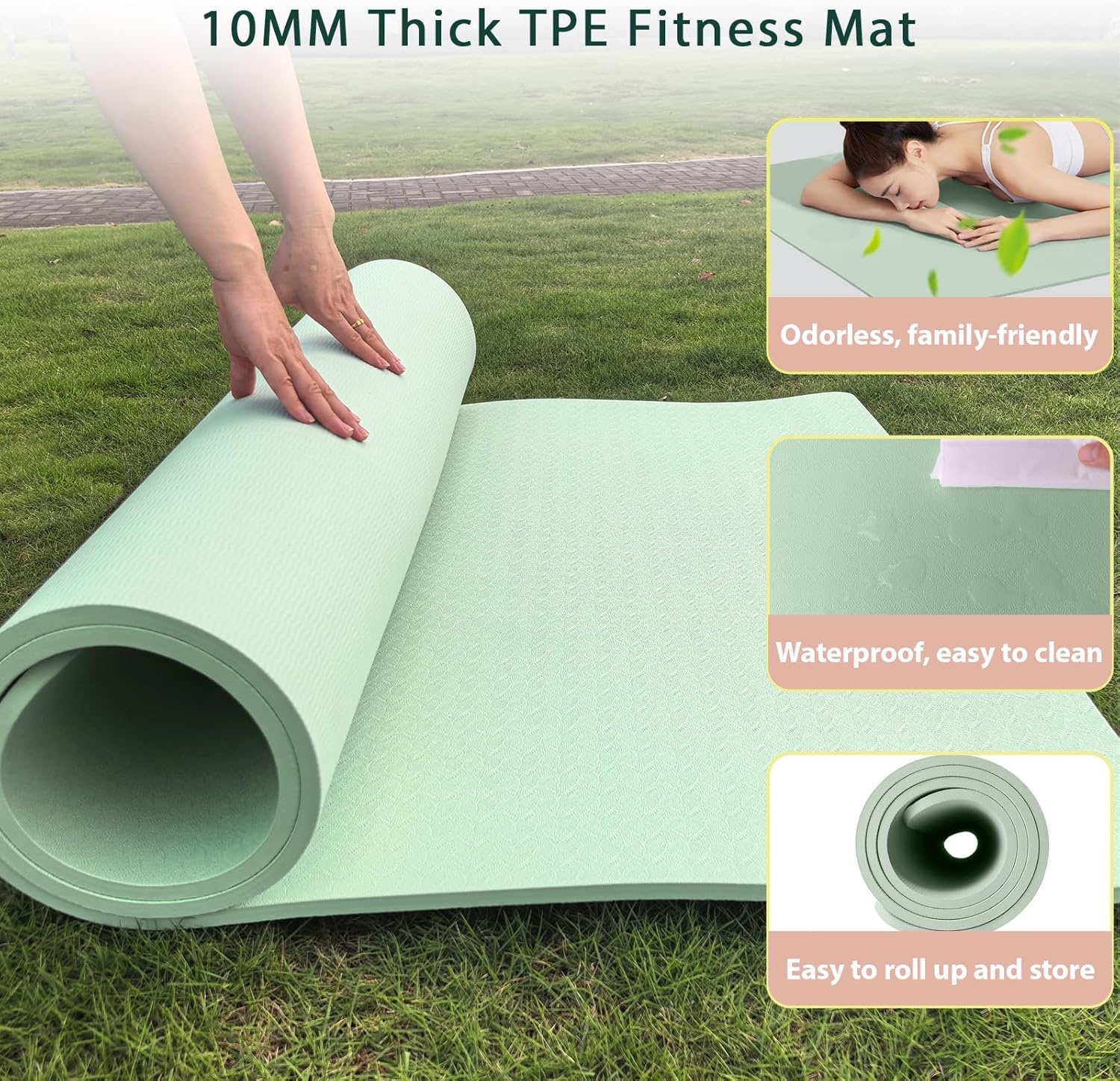 Yoga Mat Thick XXL 200×100cm TPE 10mm Thick Fitnessmat Antislip Oefenmat voor Home and Gym Yoga Trainings Workout Pilates Mat met Draagriem
