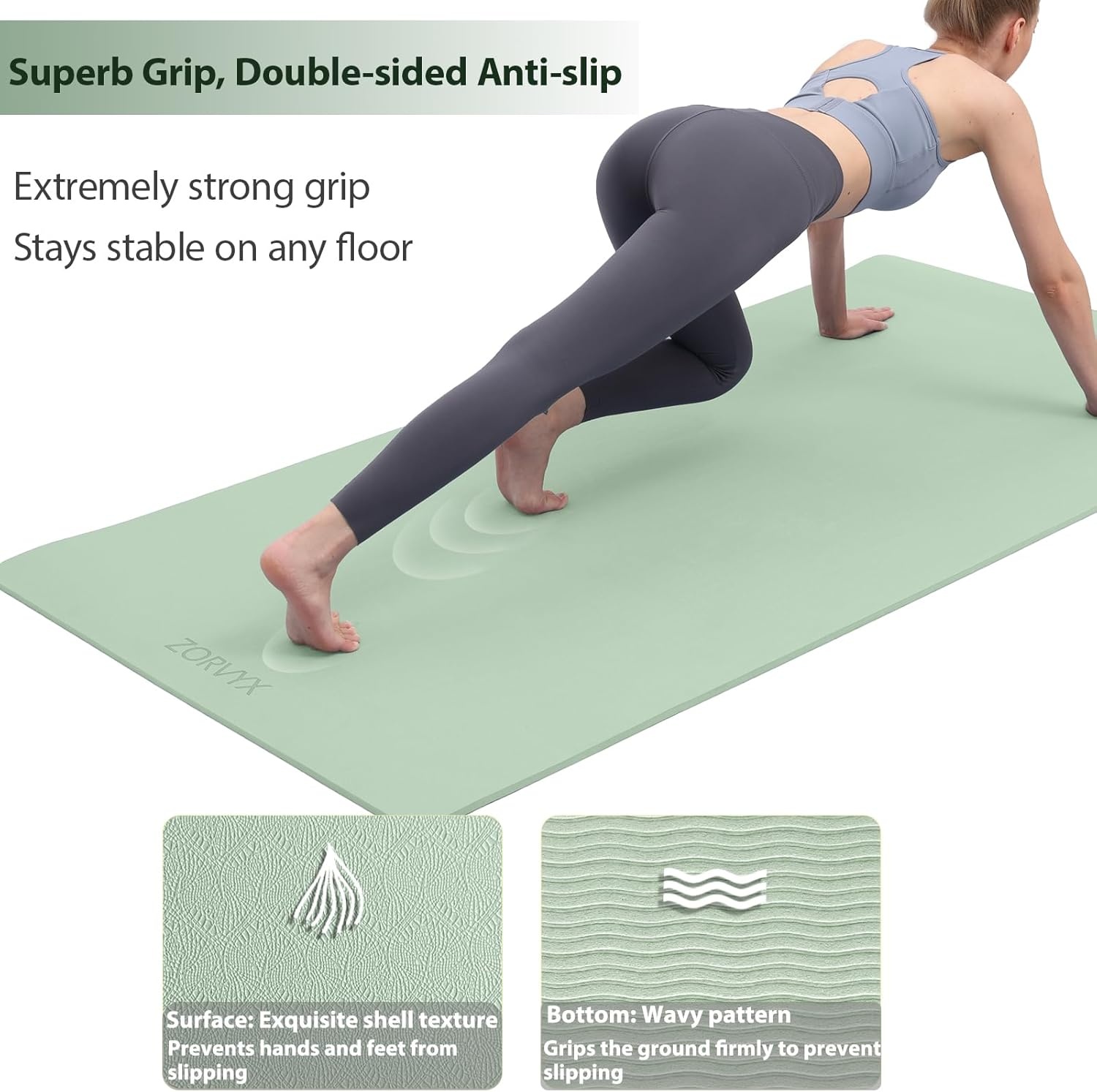 Yoga Mat Thick XXL 200×100cm TPE 10mm Thick Fitnessmat Antislip Oefenmat voor Home and Gym Yoga Trainings Workout Pilates Mat met Draagriem