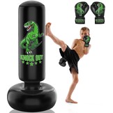 Kids Punhing Bag - 160 cm vrijstaande bokszakset met bokshandschoenen - Ferocious Dinosaur Sports opblaasbare kickbokszak voor training Karate Taekwondo MMA