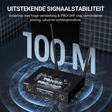 TONOR TW750 Draadloos Microfoonsysteem, 100 UHF Frequenties, Oplaadbaar, 100m Bereik
