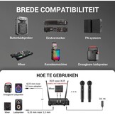 TONOR TW750 Draadloos Microfoonsysteem, 100 UHF Frequenties, Oplaadbaar, 100m Bereik
