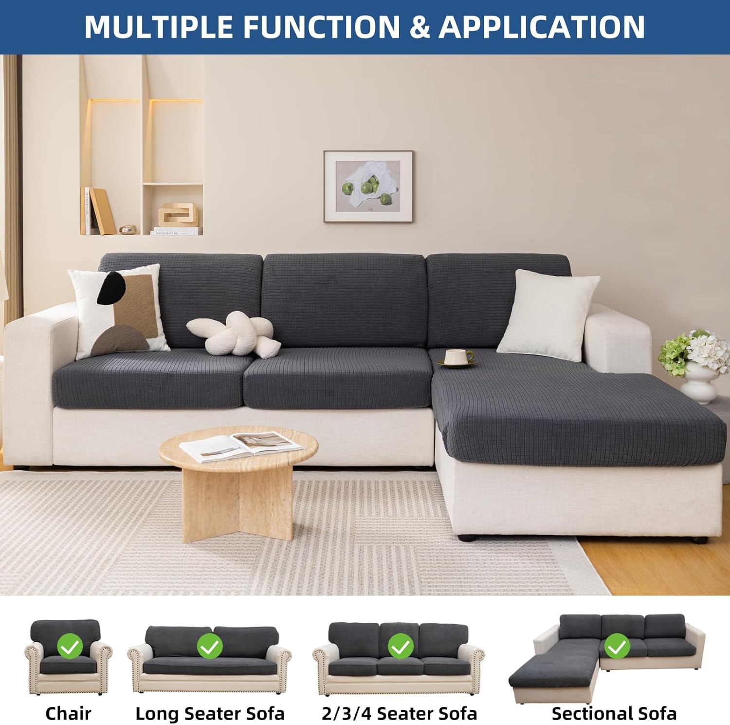 Sofahoes L-vorm 3-zits Stretch Donkergrijs - 76% Korting!