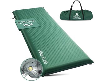 Zelfopblazende Slaapmat Kamperen - 10cm Dik - Groen (-34%)