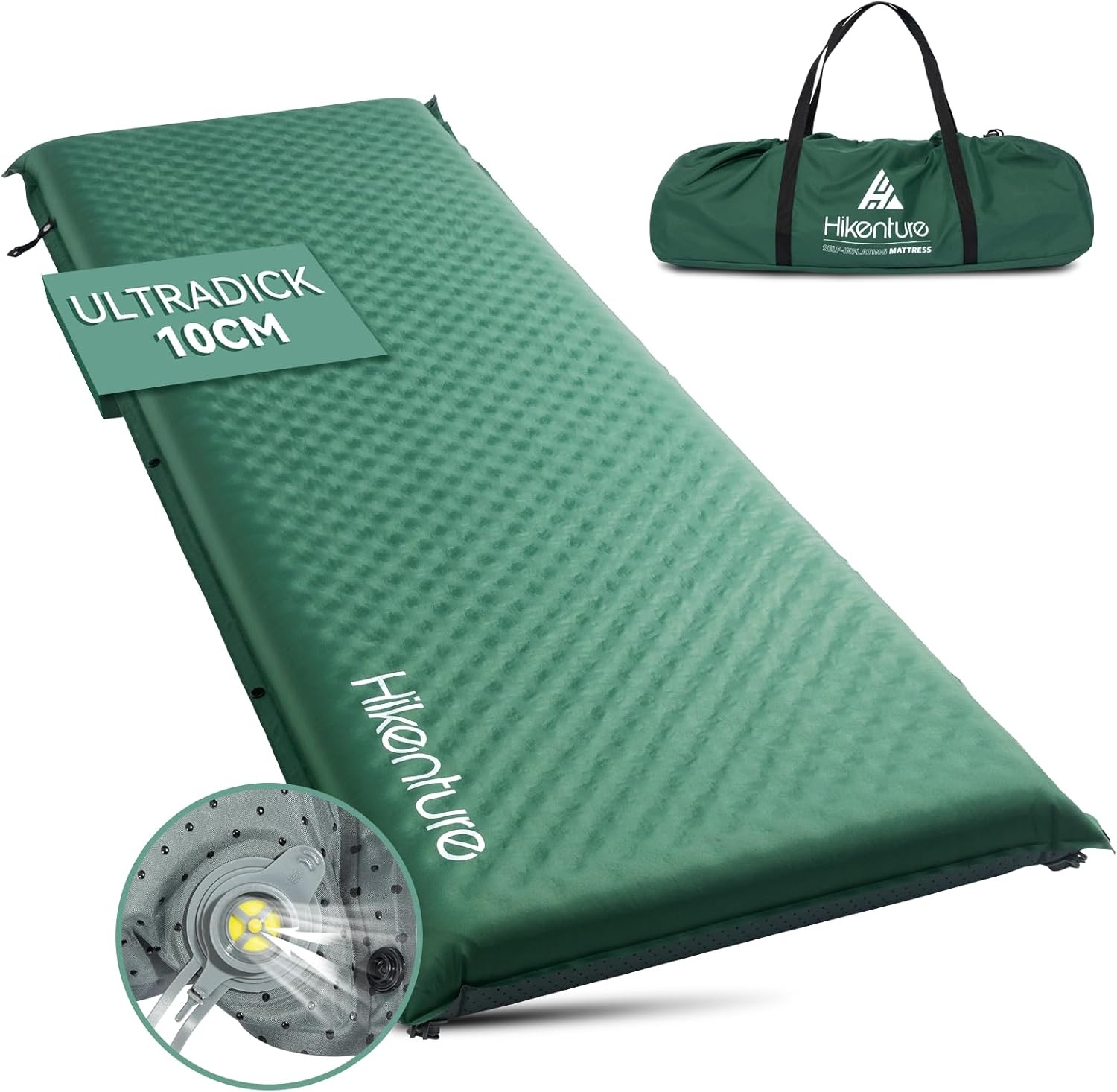 Zelfopblazende Slaapmat Kamperen - 10cm Dik - Groen (-34%)