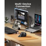 ProtoArc EM11 NL Ergonomische muis, Draadloze Verticale Muis, Oplaadbare Optische Muis met 3 Apparaatpoorten (Bluetooth & USB), 3 instelbare dpi voor computer, iPad, Mac, Windows - Zwart