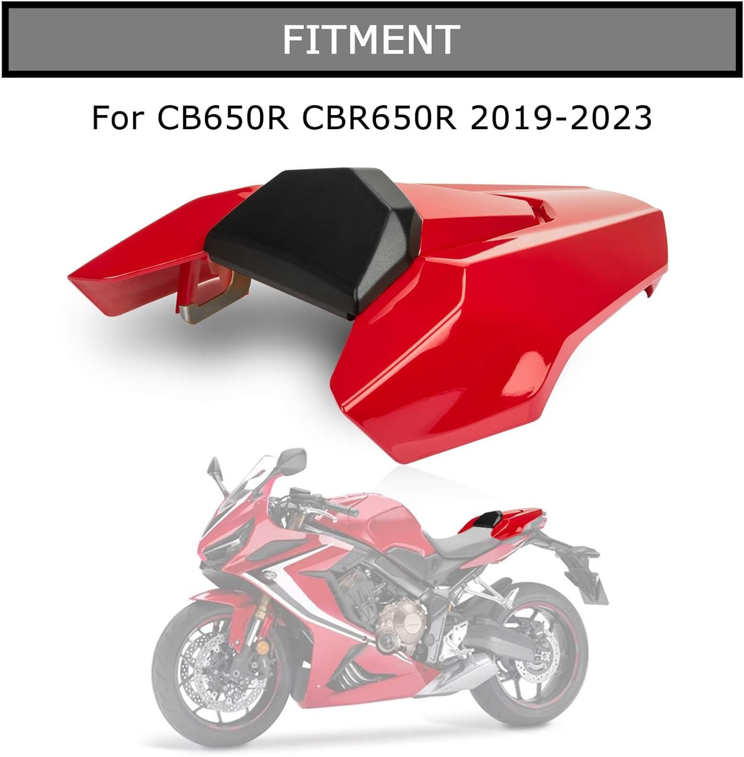 Achterzitter Cover Kuip Kuipdeel voor CB650R CBR650R 2018-2023 Felrood