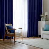 MIULEE 2 gordijnen, ondoorzichtig, zacht, met ogen, geblokkeerd, thermische decoratie, voor slaapkamer, woonkamer, toilet, kantoor, L 117 x H 137 cm, donkerblauw
