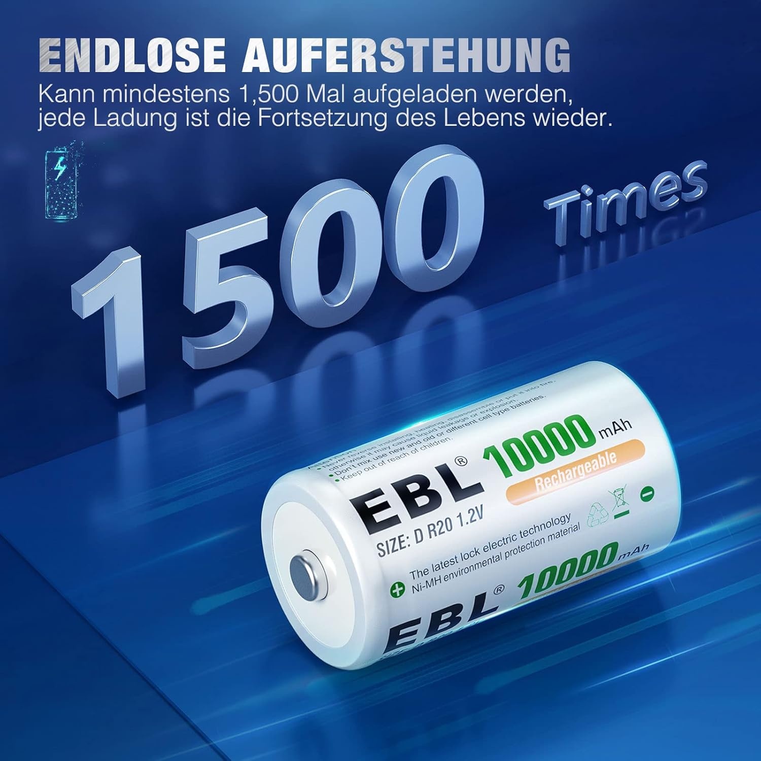 6x Oplaadbare D Batterijen 10000mAh | 28% Korting