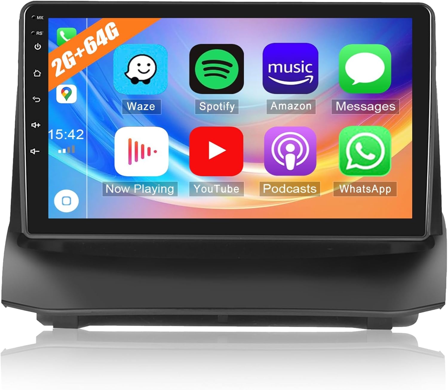 CAMECHO 2G + 32G Android 11 Autoradio met Navigatie voor Ford Fiesta 2009-2014, Dubbele Din Radio 9 Inch Scherm, met Carplay Android Auto RDS FM HiFi Bluetooth + Achteruitrijcamera