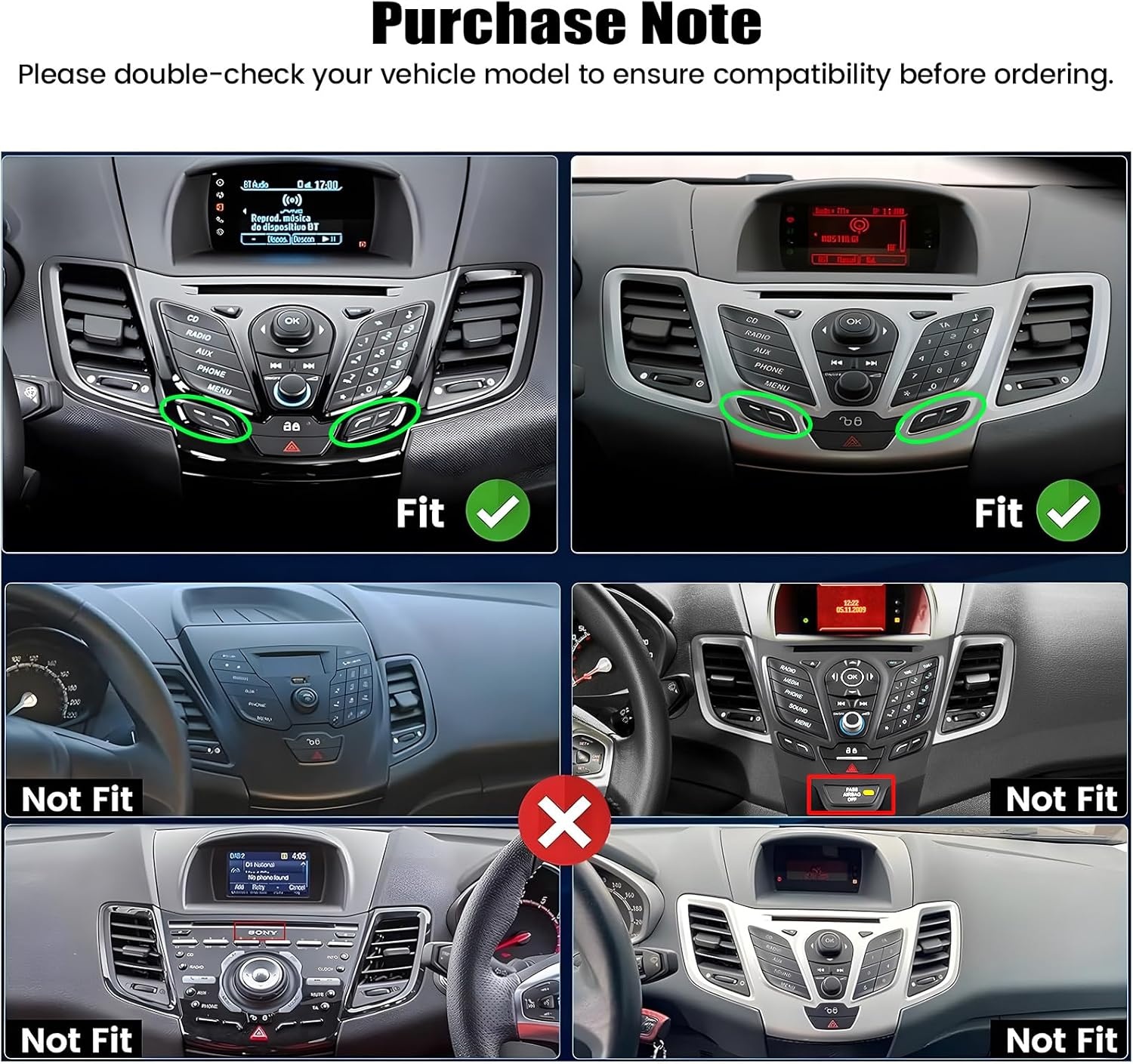 CAMECHO 2G + 32G Android 11 Autoradio met Navigatie voor Ford Fiesta 2009-2014, Dubbele Din Radio 9 Inch Scherm, met Carplay Android Auto RDS FM HiFi Bluetooth + Achteruitrijcamera