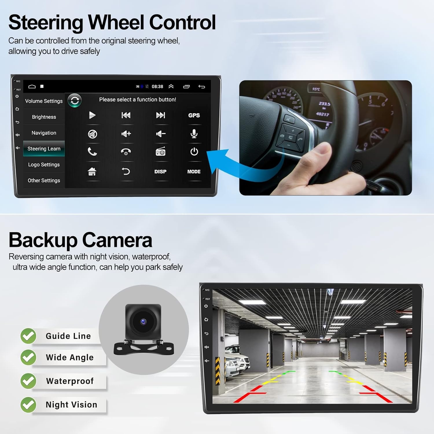 CAMECHO 2G + 32G Android 11 Autoradio met Navigatie voor Ford Fiesta 2009-2014, Dubbele Din Radio 9 Inch Scherm, met Carplay Android Auto RDS FM HiFi Bluetooth + Achteruitrijcamera