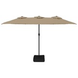 vidaXL Parasol dubbel dak met LED 449x245 cm taupe