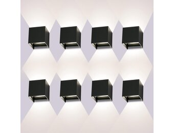 LEDMO 8 stuks led-wandlamp voor buiten, wandlampen voor binnen, 12 W, 4000 K, natuurlijk wit, design, waterdicht IP65