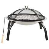 vidaXL Vuurschaal en barbecue 2-in-1 met pook 56x56x49 cm rvs