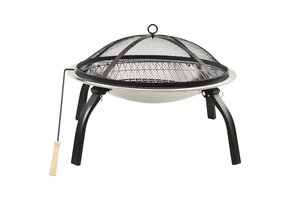 vidaXL Vuurschaal & Barbecue 2-in-1 met Pook - 56x56x49 cm RVS - 29% Korting!
