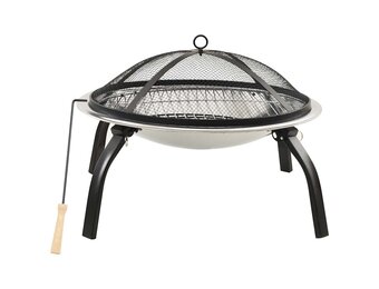 vidaXL Vuurschaal en barbecue 2-in-1 met pook 56x56x49 cm rvs