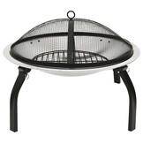 vidaXL Vuurschaal en barbecue 2-in-1 met pook 56x56x49 cm rvs