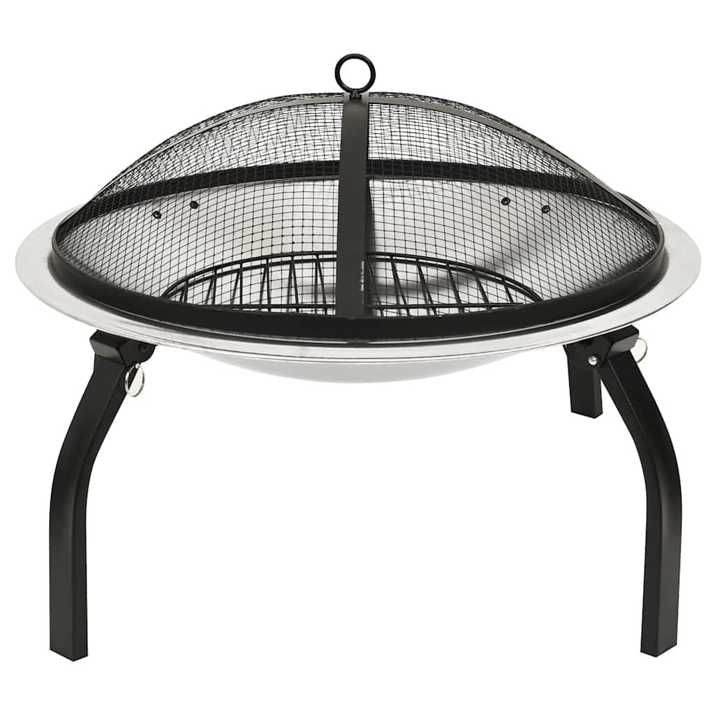 vidaXL Vuurschaal en barbecue 2-in-1 met pook 56x56x49 cm rvs