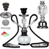 REANICE Pompoen Shisha Set 32cm Waterpijp Compleet met 2 Slangen en Accessoires (Zwart/Transparant)