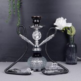 REANICE Pompoen Shisha Set 32cm Waterpijp Compleet met 2 Slangen en Accessoires (Zwart/Transparant)