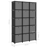 VidaXL Kast met 15 vakken & boxen - Zwart - 34% Korting!